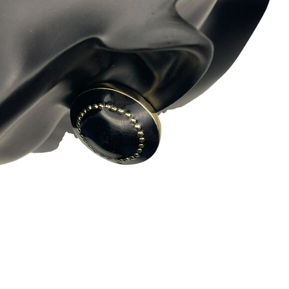 **Large Vintage Black and Gold Clip On Earrings - Picture 9 of 12